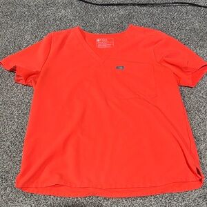 Figs Neon Orange Scrub set XL top/XL petite jogger bottoms